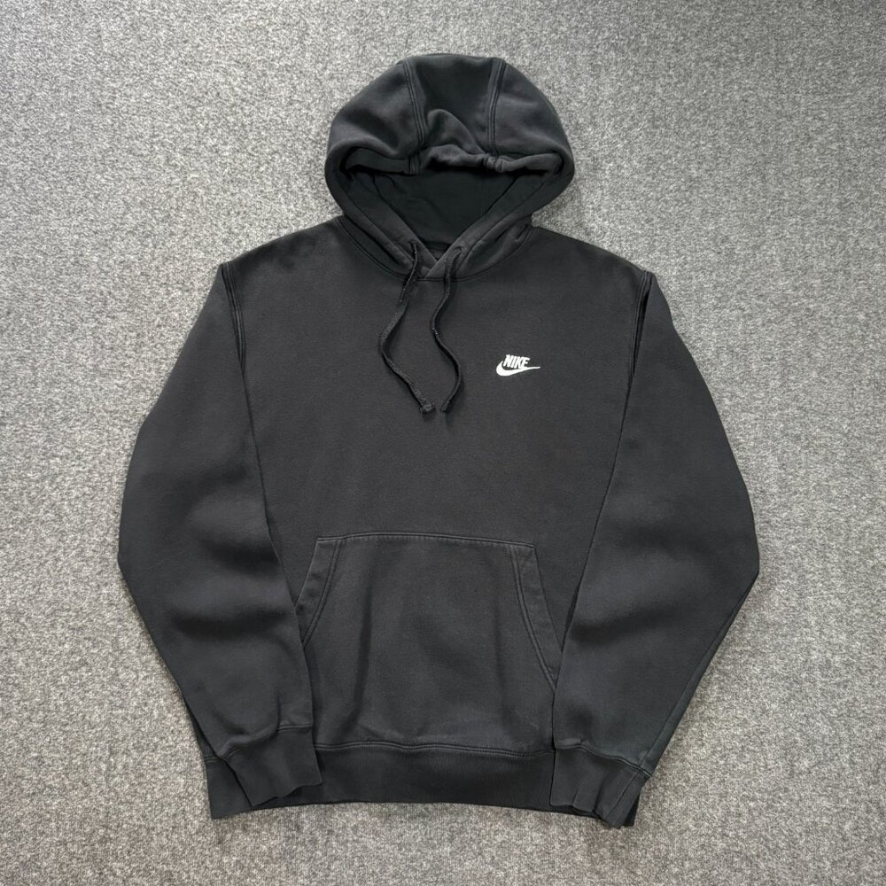 Nike Hoodie Mens M Black Pullover Classic Logo Drawstring Kangaroo Pocket